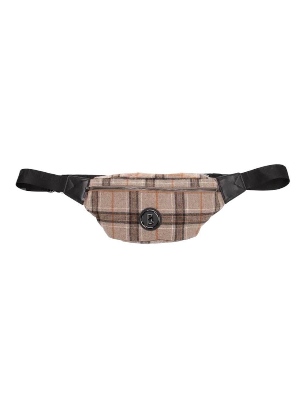 BOGNER Monte Plaid Belt Bag Fanny Pack Crossbody Brown Gunmetal Hardware NWOT